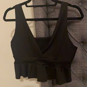 Black peplum crop top